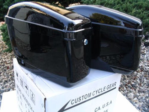 Black Motorcycle Hard Saddle Bags w/ Mounting Hardware For Cruisers US