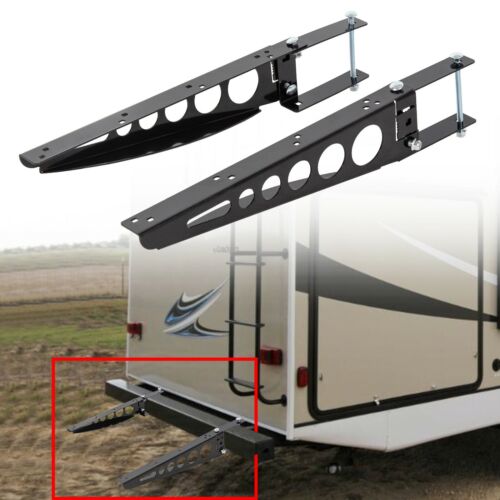 RV 4 Inches Square Bumper-Mounted Cargo Box Support Arms Bracket Black