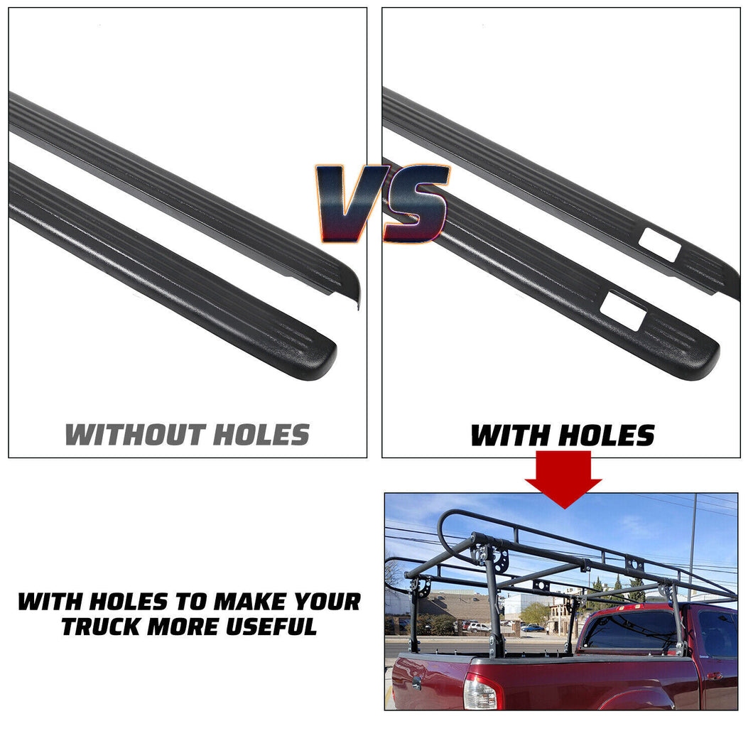 7201151 Truck Bed Rail Caps Cover W/Holes 6.5ft For 99-07 Chevy Silverado Sierra